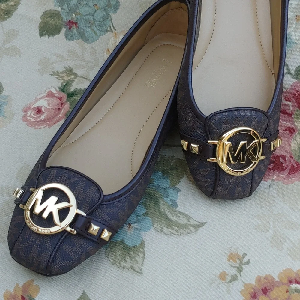 Michael Kors Fulton Studded Mocassin Flats in Brown with MK Logo Women's 7.5 - Picture 10 of 17